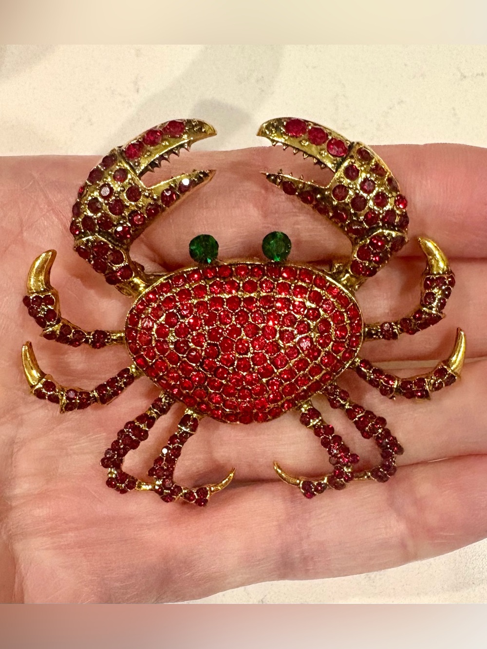 Vintage Heidi Daus Signed Stunning Red Crystal Princess Crab Brooch